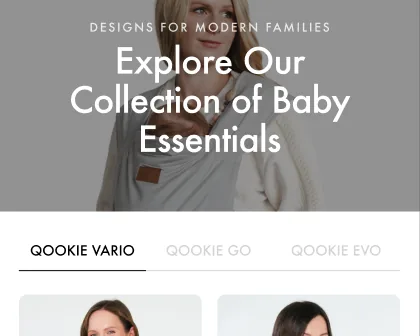 Qookie Sortimentsseite mobil vorher, Entwurf: Reiter mit Modellnamen Qookie Vario, Qookie Go, Qookie Evo